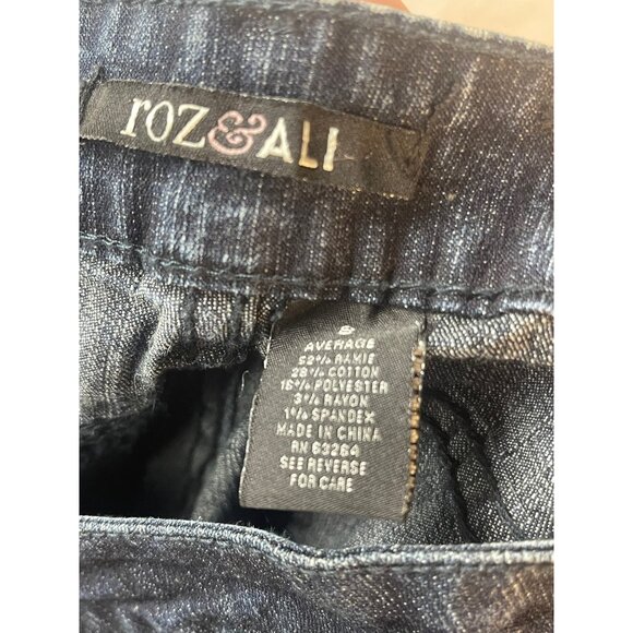 Roz & Ali stretch jeans dark blue wash black stripe down each side cotton READ - Picture 9 of 9